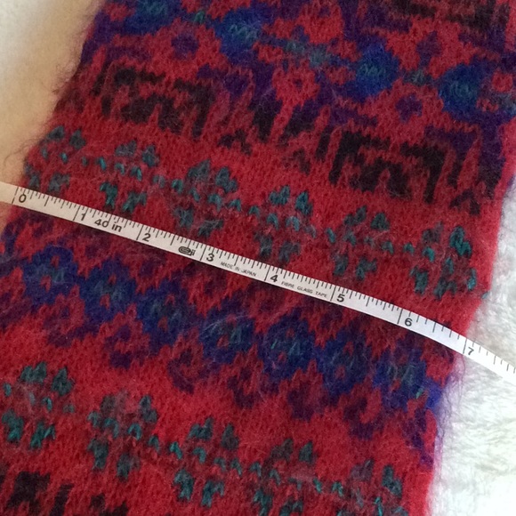 Knit Scarf Jewel Tone Red Blue Teal - Picture 4 of 7